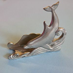 Pewter Dolphin Business Card Holder